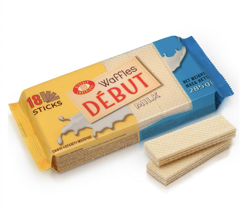 Вафлі ДЕБЮТ ХБФ молочні 285г